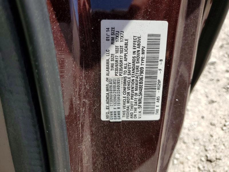 Aukcja sprzedaży 2014 Honda Odyssey, vin: 5FNRL5H48EB067909, numer aukcji: 55775636