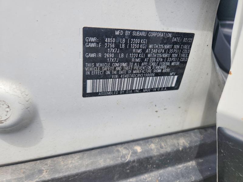 Aukcja sprzedaży 2022 Subaru Outback, vin: 4S4BTADC8N3198886, numer aukcji: 56731556
