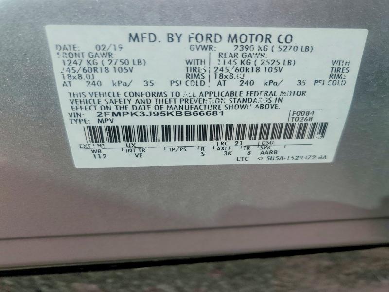 Aukcja sprzedaży 2019 Ford Edge, vin: 2FMPK3J95KBB66681, numer aukcji: 58116466