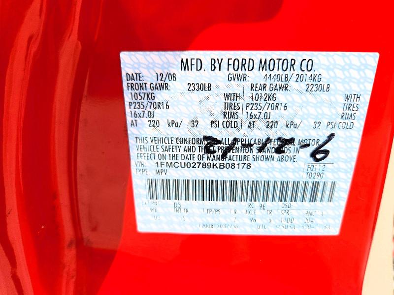 Продажа на аукционе авто 2009 Ford Escape, vin: 1FMCU02789KB08178, номер лота: 57505156