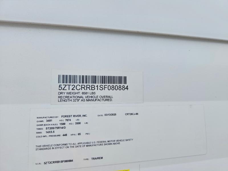 55383496 :رقم المزاد ، 5ZT2CRRB1SF080884 vin ، 2025 Frrv Trailer مزاد بيع