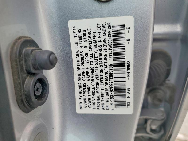 Продаж на аукціоні авто 2015 Honda Civic, vin: 19XFB2F97FE009705, номер лоту: 57195346