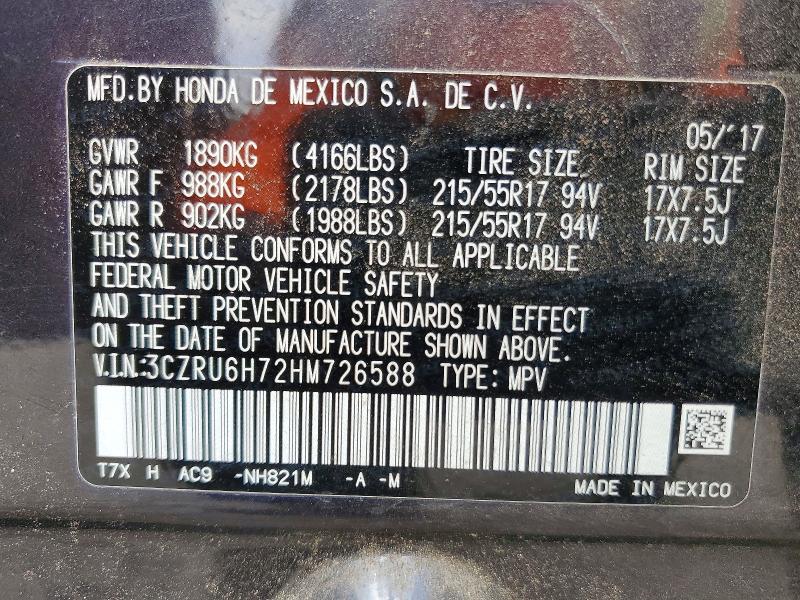 Auction sale of the 2017 Honda Hr-v, vin: 3CZRU6H72HM726588, lot number: 56470416