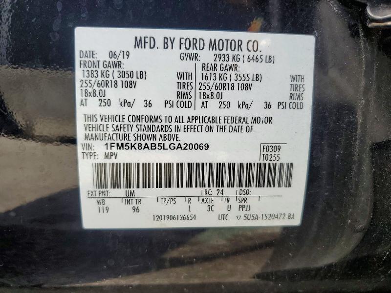2020 Ford Explorer მანქანა იყიდება აუქციონზე, vin: 1FM5K8AB5LGA20069, აუქციონის ნომერი: 56674496