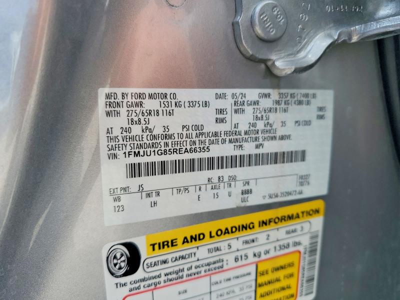 2024 Ford Expedition მანქანა იყიდება აუქციონზე, vin: 1FMJU1G85REA66355, აუქციონის ნომერი: 58928906