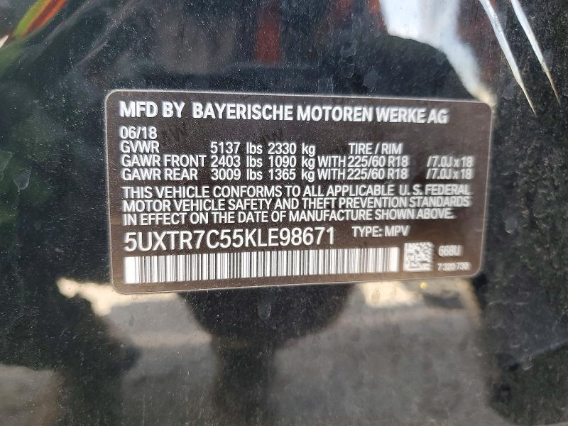 55590436 :رقم المزاد ، 5UXTR7C55KLE98671 vin ، 2019 Bmw X3 مزاد بيع