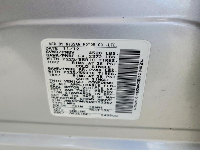 Aukcja sprzedaży 2013 Nissan Rogue, vin: JN8AS5MV5DW122362, numer aukcji: 57476316