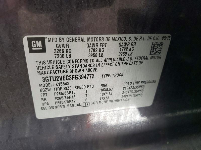 57641616 :رقم المزاد ، 3GTU2VEC3FG394772 vin ، 2015 Gmc Sierra مزاد بيع