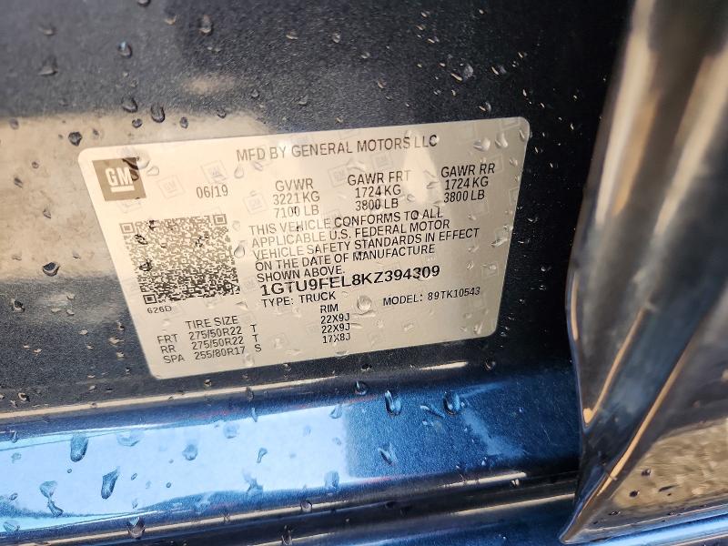 56614596 :رقم المزاد ، 1GTU9FEL8KZ394309 vin ، 2019 Gmc Sierra مزاد بيع