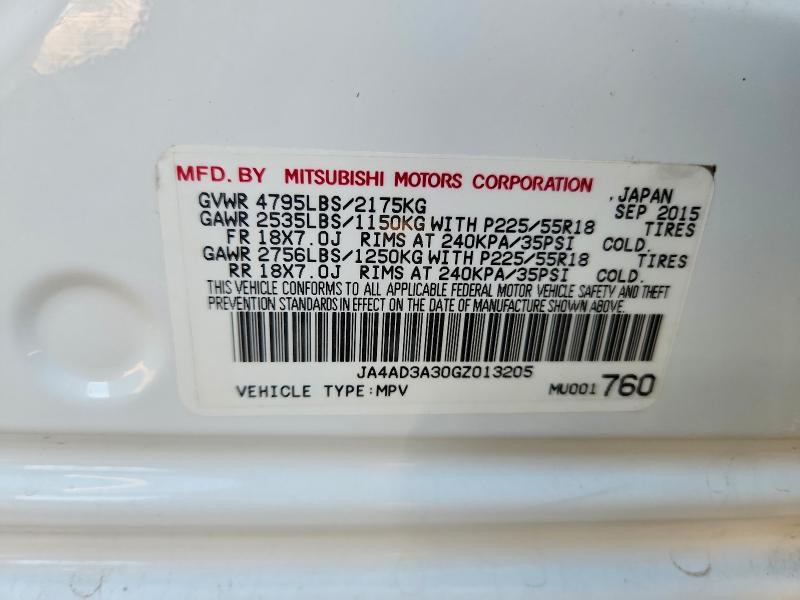 2016 Mitsubishi Outlander მანქანა იყიდება აუქციონზე, vin: JA4AD3A30GZ013205, აუქციონის ნომერი: 55562926