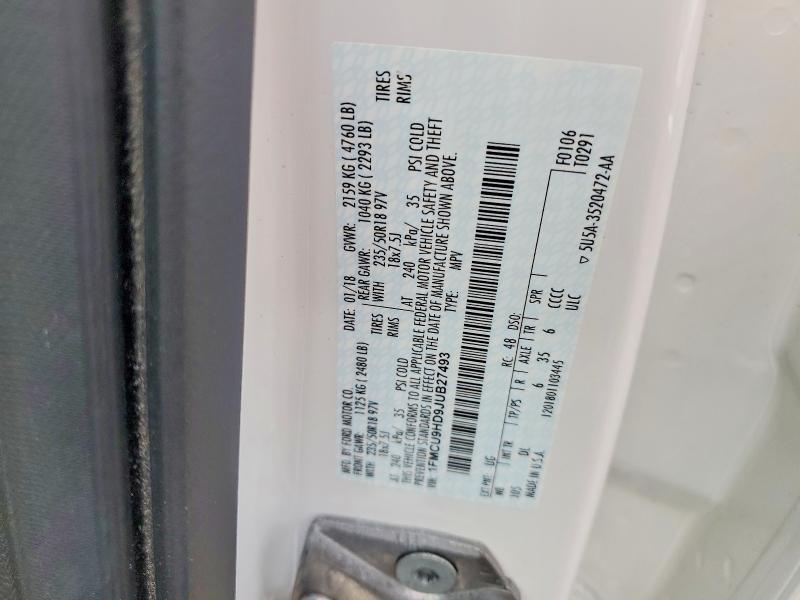 Продаж на аукціоні авто 2018 Ford Escape, vin: 1FMCU9HD9JUB27493, номер лоту: 56889996