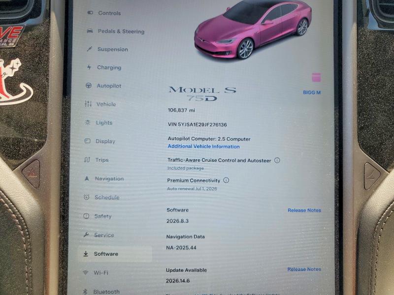 Продаж на аукціоні авто 2018 Tesla Model S, vin: 5YJSA1E29JF276136, номер лоту: 55950116