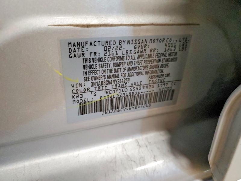 Продажа на аукционе авто 2022 Nissan Sentra, vin: 3N1AB8CV4NY244268, номер лота: 55900656