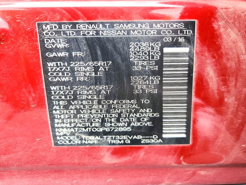 2016 Nissan Rogue მანქანა იყიდება აუქციონზე, vin: KNMAT2MT0GP672895, აუქციონის ნომერი: 58516616