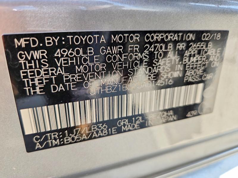 55614006 :رقم المزاد ، JTHBZ1BL7JA014516 vin ، 2018 Lexus Gs 350 مزاد بيع
