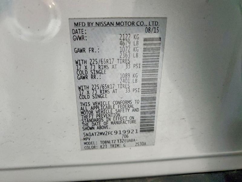 Aukcja sprzedaży 2015 Nissan Rogue, vin: 5N1AT2MV2FC919921, numer aukcji: 55072146