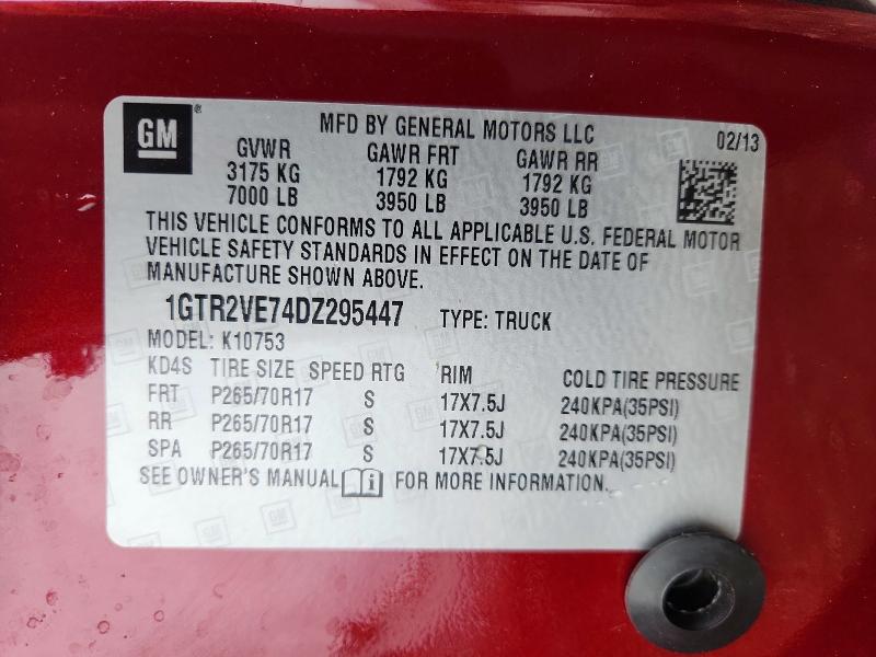 57644746 :رقم المزاد ، 1GTR2VE74DZ295447 vin ، 2013 Gmc Sierra مزاد بيع