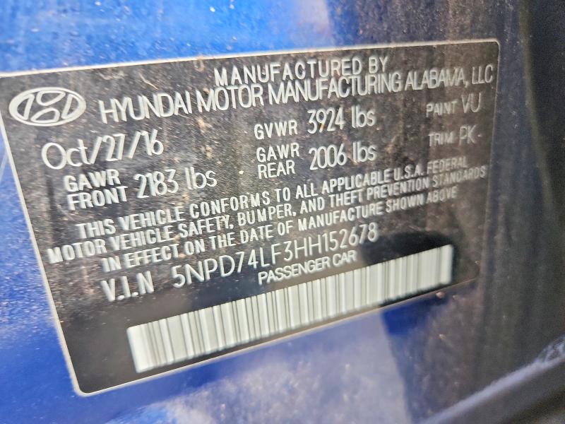 Aukcja sprzedaży 2017 Hyundai Elantra, vin: 5NPD74LF3HH152678, numer aukcji: 57089826
