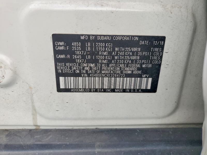 58432016 :رقم المزاد ، 4S4BSENCXK3284723 vin ، 2019 Subaru Outback مزاد بيع