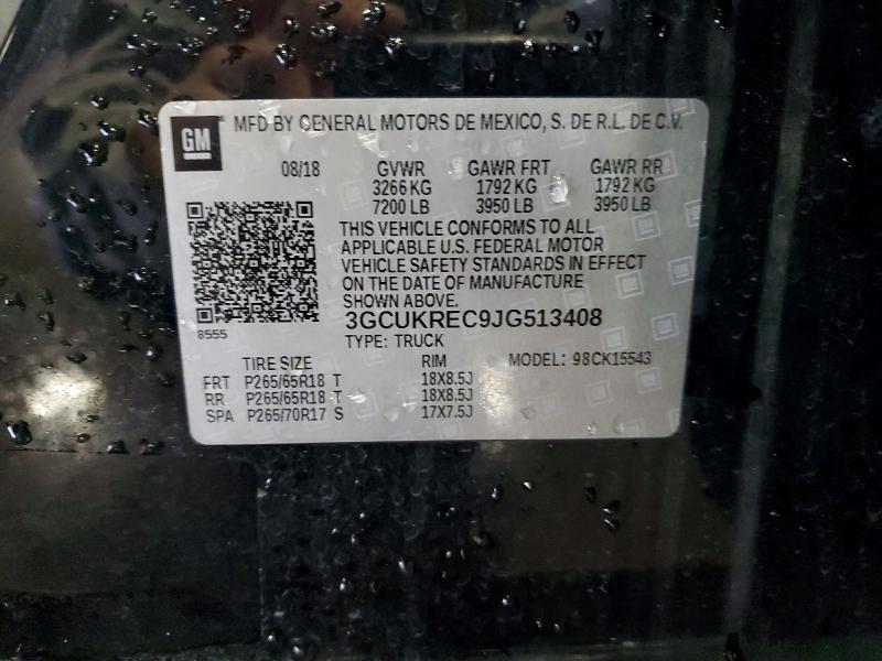 Aukcja sprzedaży 2018 Chevrolet Silverado, vin: 3GCUKREC9JG513408, numer aukcji: 57722966