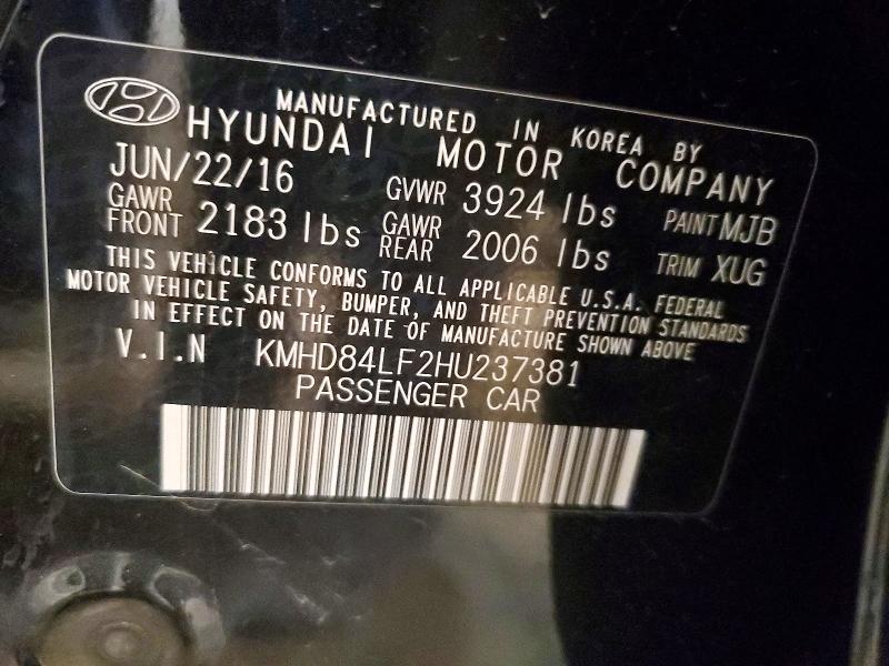 2017 Hyundai Elantra მანქანა იყიდება აუქციონზე, vin: KMHD84LF2HU237381, აუქციონის ნომერი: 58136056