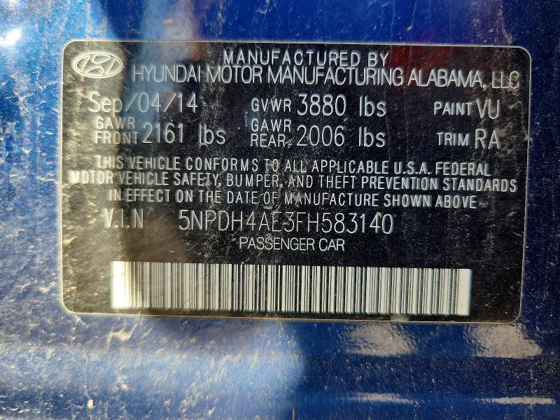 Продаж на аукціоні авто 2015 Hyundai Elantra, vin: 5NPDH4AE3FH583140, номер лоту: 55948736