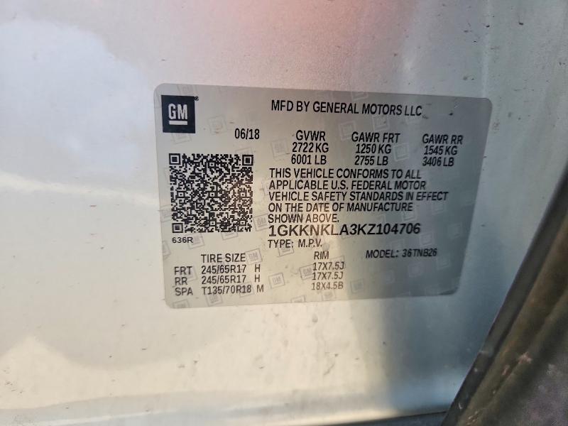 Продаж на аукціоні авто 2019 Gmc Acadia, vin: 1GKKNKLA3KZ104706, номер лоту: 58843766