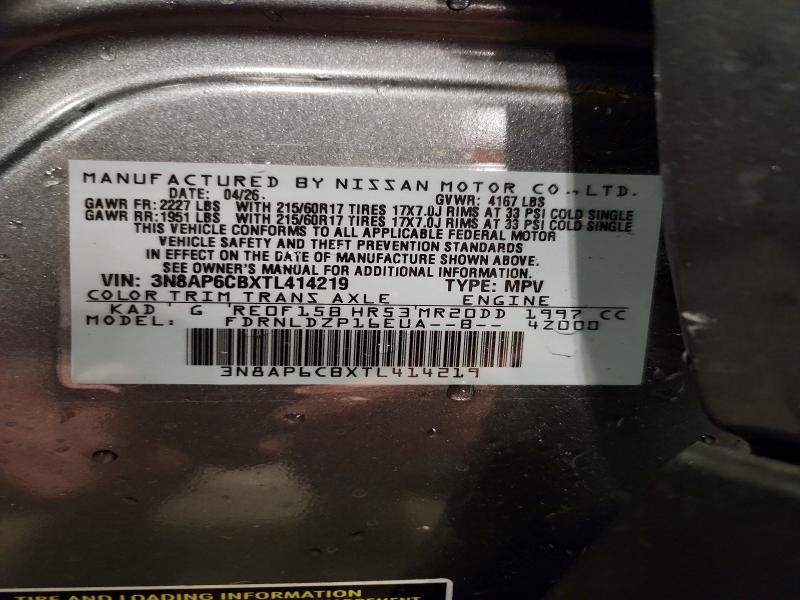 Aukcja sprzedaży 2026 Nissan Kicks, vin: 3N8AP6CBXTL414219, numer aukcji: 57742816