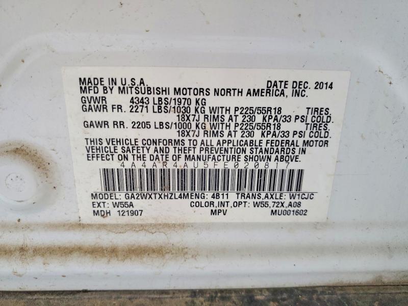 Aukcja sprzedaży 2015 Mitsubishi Outlander Sport, vin: 4A4AR4AU5FE020817, numer aukcji: 58965086