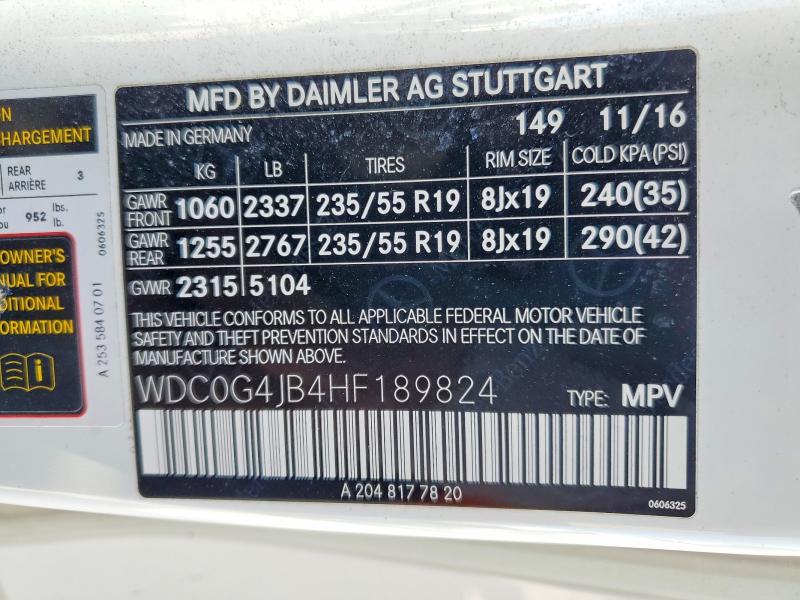 Продажа на аукционе авто 2017 Mercedes-benz Glc, vin: WDC0G4JB4HF189824, номер лота: 57958496