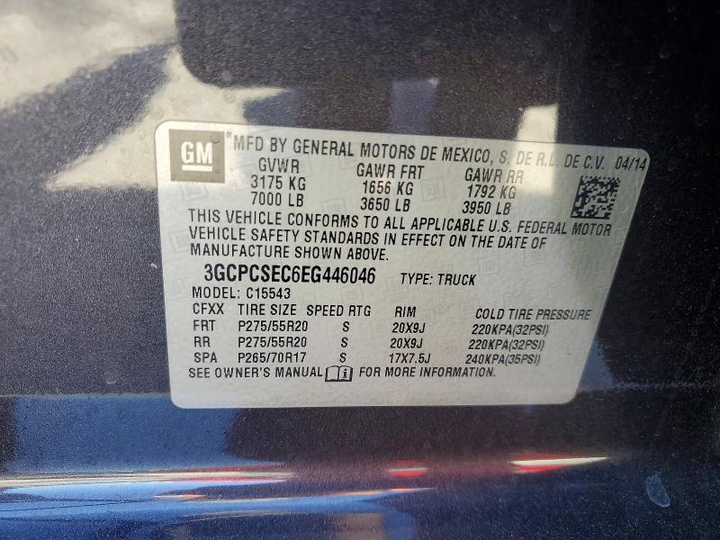 58426406 :رقم المزاد ، 3GCPCSEC6EG446046 vin ، 2014 Chevrolet Silverado مزاد بيع