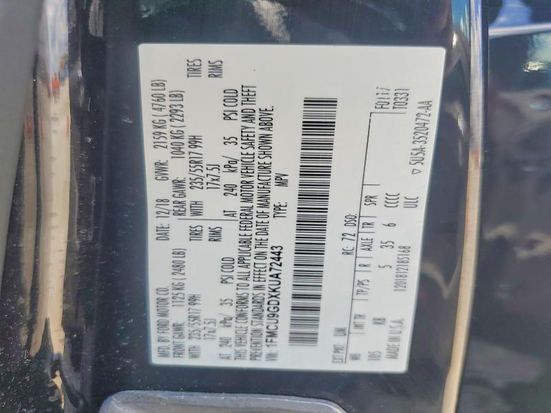 Продажа на аукционе авто 2019 Ford Escape, vin: 1FMCU9GDXKUA72443, номер лота: 57758986
