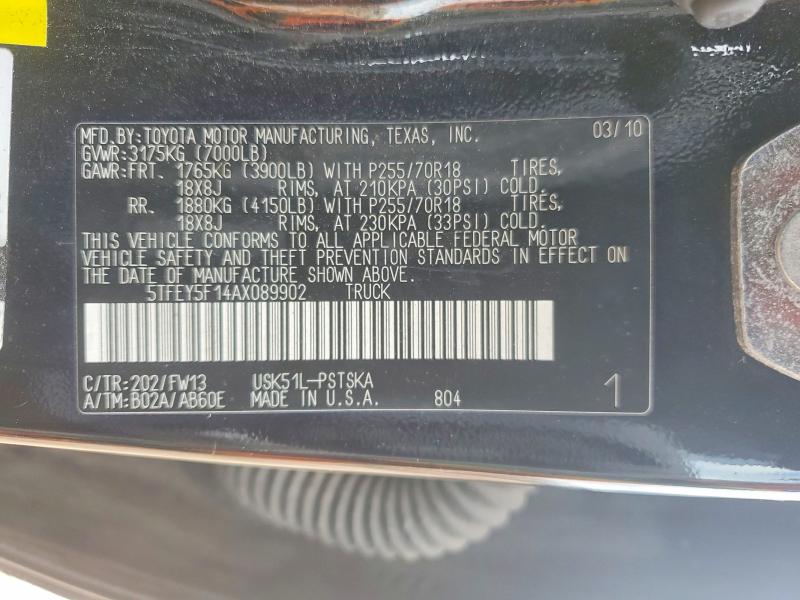 Aukcja sprzedaży 2010 Toyota Tundra, vin: 5TFEY5F14AX089902, numer aukcji: 55075706