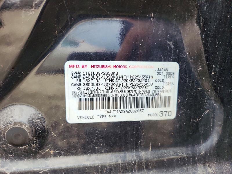 55215876 :رقم المزاد ، JA4JT4AX9AZ002657 vin ، 2010 Mitsubishi Outlander مزاد بيع
