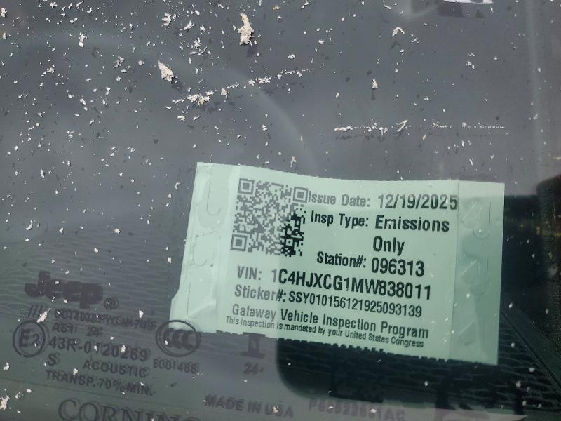 Auction sale of the 2021 Jeep Wrangler, vin: 1C4HJXCG1MW838011, lot number: 58439256