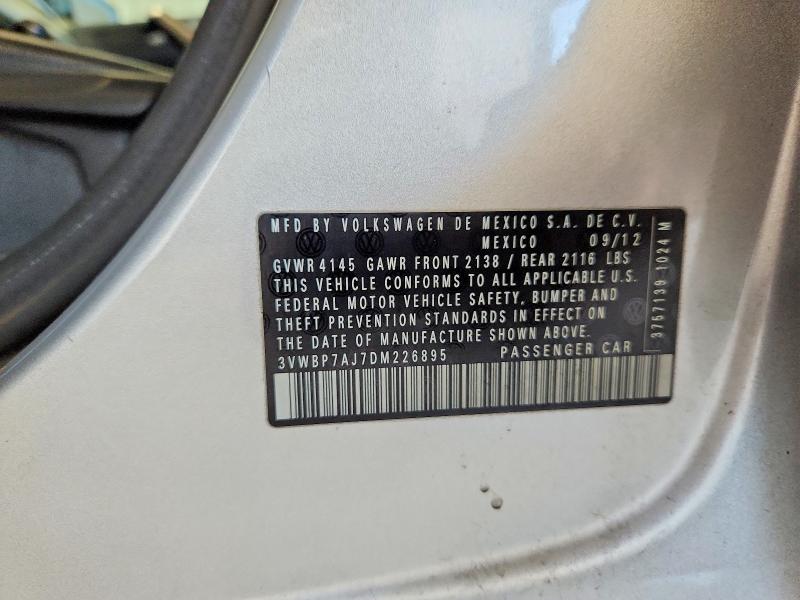 Продажа на аукционе авто 2013 Volkswagen Jetta, vin: 3VWBP7AJ7DM226895, номер лота: 58474746