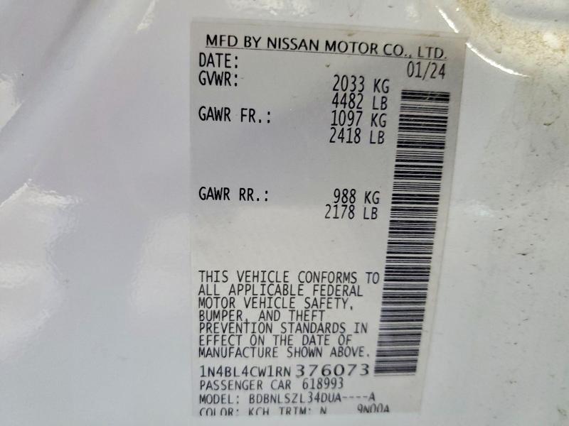Продаж на аукціоні авто 2024 Nissan Altima, vin: 1N4BL4CW1RN376073, номер лоту: 57350616