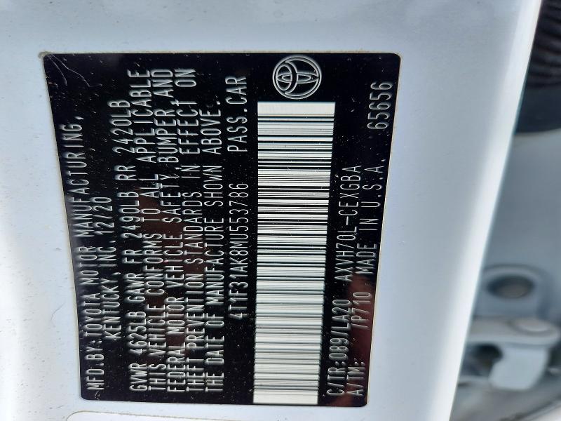 2021 Toyota Camry მანქანა იყიდება აუქციონზე, vin: 4T1F31AK8MU553786, აუქციონის ნომერი: 56092796