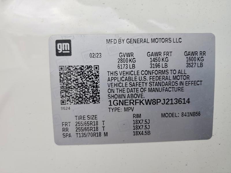 58014646 :رقم المزاد ، 1GNERFKW8PJ213614 vin ، 2023 Chevrolet Traverse مزاد بيع