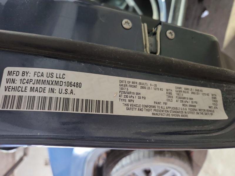 58962216 :رقم المزاد ، 1C4PJMMNXMD106480 vin ، 2021 Jeep Cherokee مزاد بيع
