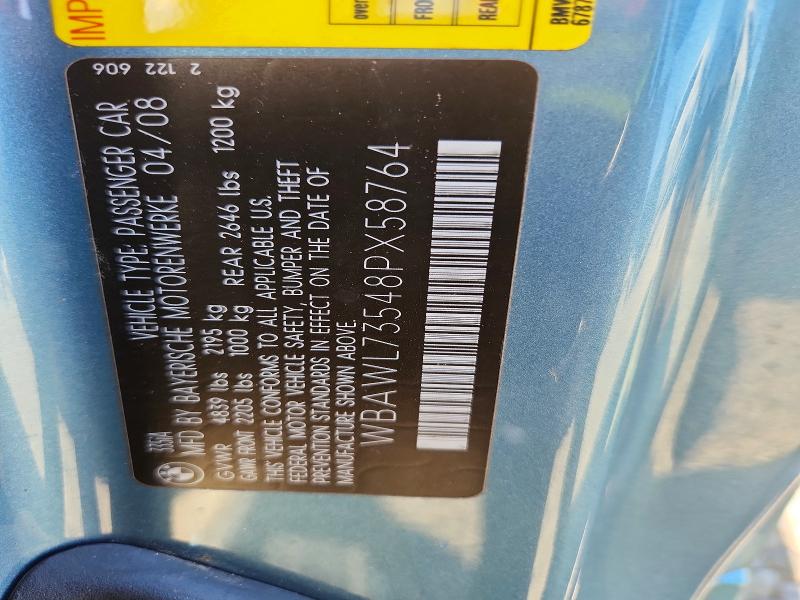 Продаж на аукціоні авто 2008 Bmw 335, vin: WBAWL73548PX58764, номер лоту: 55218526