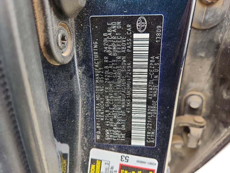 Aukcja sprzedaży 2021 Toyota Camry, vin: 4T1K61AK9MU472494, numer aukcji: 57236306