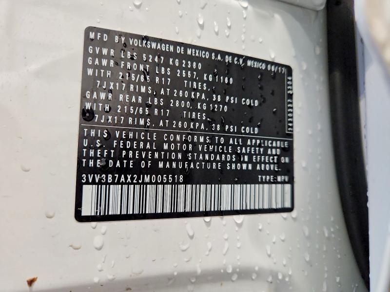 Продажа на аукционе авто 2018 Volkswagen Tiguan, vin: 3VV3B7AX2JM005518, номер лота: 55835906