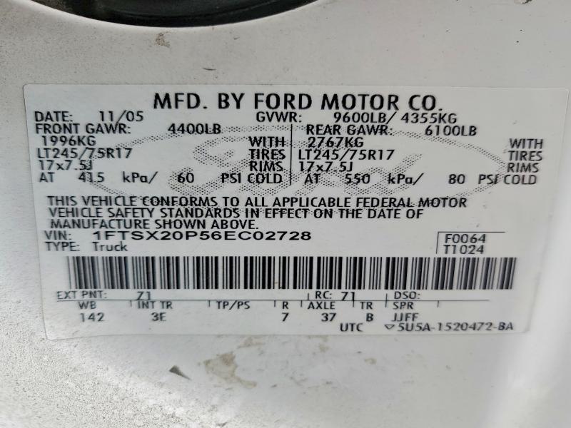 Aukcja sprzedaży 2006 Ford F250, vin: 1FTSX20P56EC02728, numer aukcji: 59359906