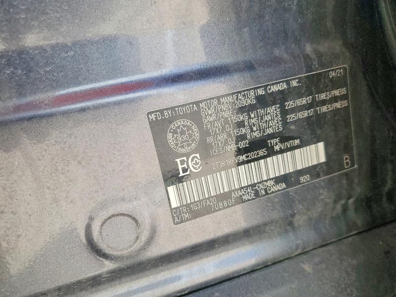 55702896 :رقم المزاد ، 2T3R1RFV9MC202365 vin ، 2021 Toyota Rav4 مزاد بيع