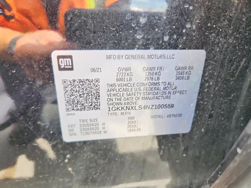 56292816 :رقم المزاد ، 1GKKNXLS4NZ100559 vin ، 2022 Gmc Acadia مزاد بيع