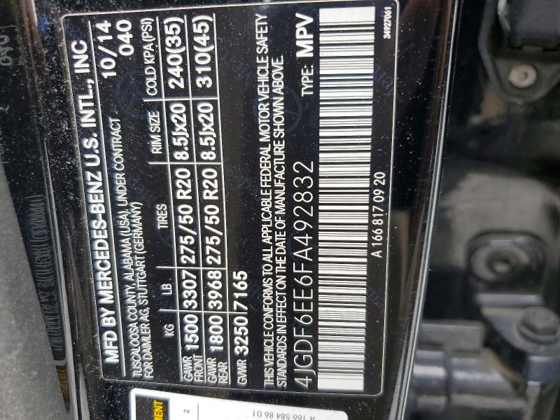 Aukcja sprzedaży 2015 Mercedes-benz Gl, vin: 4JGDF6EE6FA492832, numer aukcji: 58925896