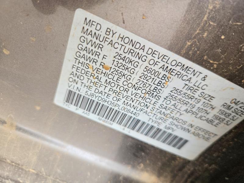 2023 Acura Mdx მანქანა იყიდება აუქციონზე, vin: 5J8YD9H35PL008440, აუქციონის ნომერი: 56219856