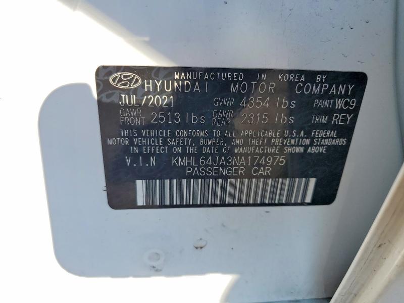 56352266 :رقم المزاد ، KMHL64JA3NA174975 vin ، 2022 Hyundai Sonata مزاد بيع