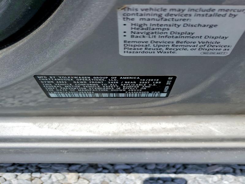 2013 Volkswagen Passat მანქანა იყიდება აუქციონზე, vin: 1VWBN7A30DC058364, აუქციონის ნომერი: 56377816